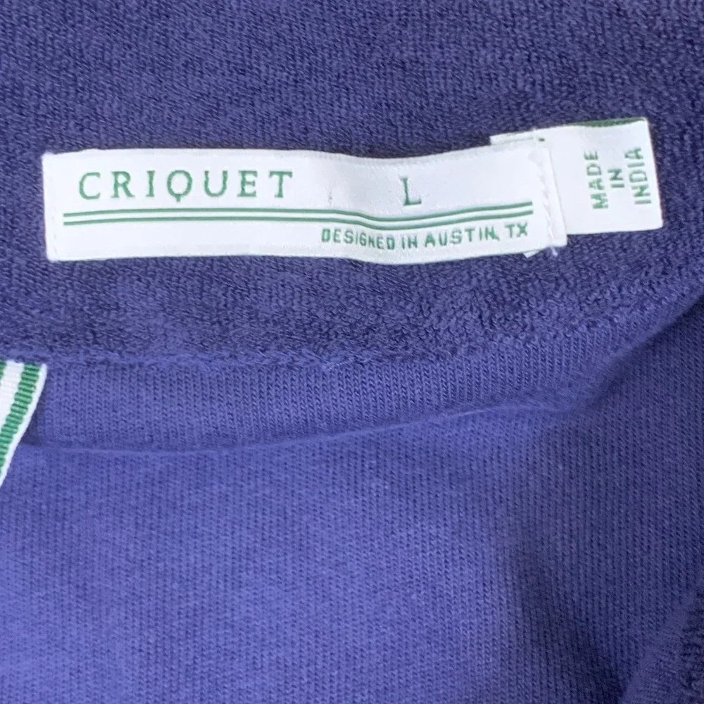 Criquet Terry Cloth Polo Shirt Mens L Purple Cotton Pocket Short Sleeve